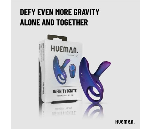 Hueman Vibrating Silicone Ring with Remote Control - 10 Modes, Blue