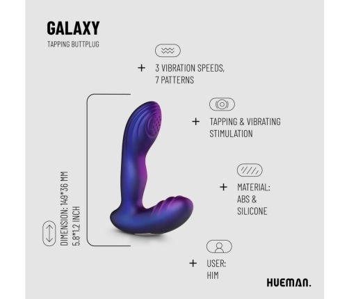 Hueman Tapping Plug Silicone Rechargeable 10 Modes Black-Purple