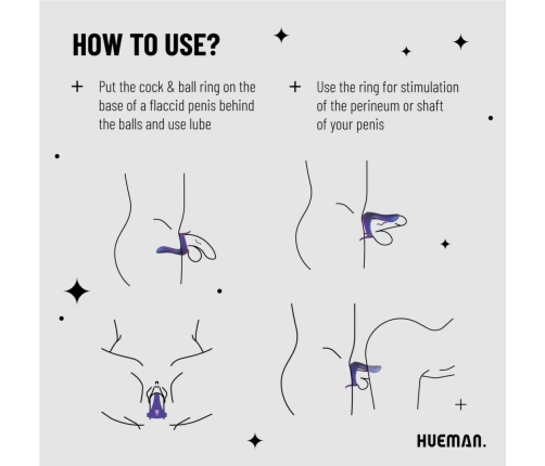 Hueman Vibrating Intimate Ring Blue Silicone 10-Mode Rechargeable