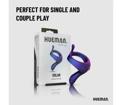 Hueman Vibrating Intimate Ring Blue Silicone 10-Mode Rechargeable