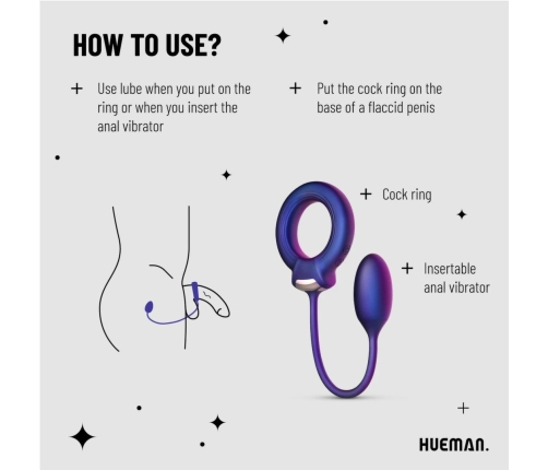 Hueman Vibrating Dual-Purpose Ring with Anal Ball Attachment