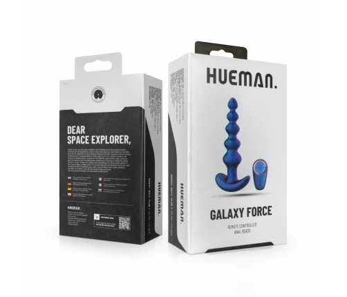 Hueman Galaxy Force Remote-Controlled Vibrating Beaded Plug Black