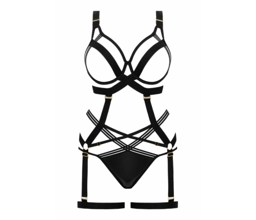Obsessive Body Set Partition Black Strappy Lingerie Adjustable S/M