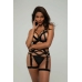 Obsessive Body Set Partition Black Strappy Lingerie Adjustable S/M