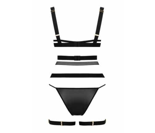 Obsessive Body Set Partition Black Strappy Lingerie Adjustable S/M