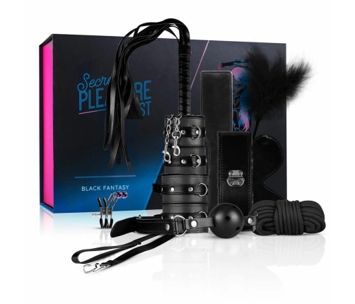 Secret Pleasure Chest Black Fantasy 10-Piece Adjustable Bondage Kit