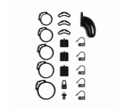 Shots Lockdown Intimate Retention Cage Medium - 5 Adjustable Rings Set