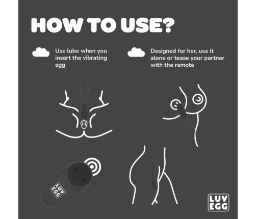 LUV EGG Black Wireless Silicone Intimate Device with 10 Modes
