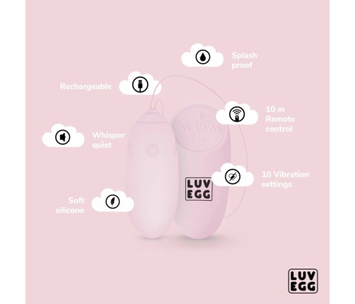LUV EGG Pink Wireless Silicone Vibration System, 12 Modes, Waterproof