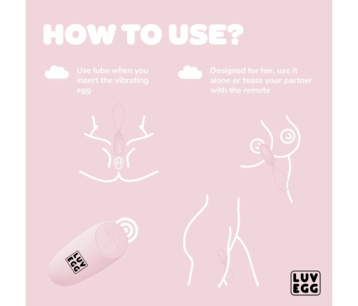 LUV EGG Pink Wireless Silicone Vibration System, 12 Modes, Waterproof