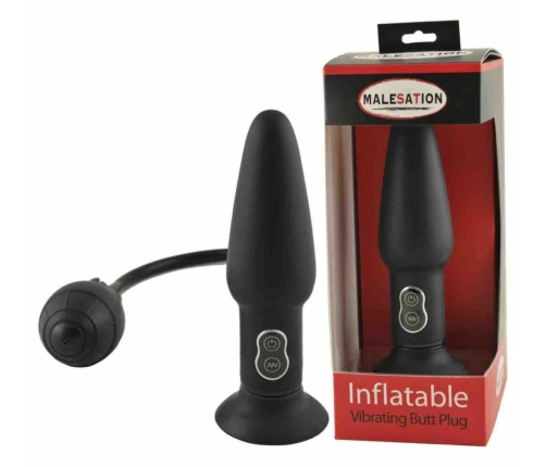 You2Toys Inflatable Anal Plug with Vibration, Black, Adjustable Size