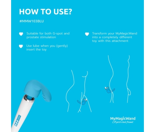 MyMagicWand Silicone G-Spot/Prostate Attachment Blue Flexible Head