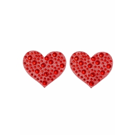 Amore Heart Red Adhesive Covers with Rhinestone Detailing 1 Pair
