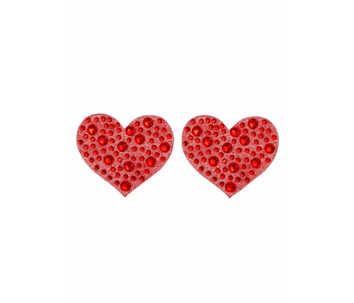 Amore Heart Red Adhesive Covers with Rhinestone Detailing 1 Pair