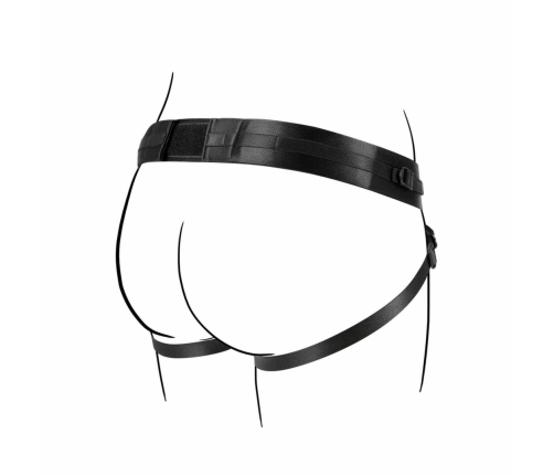 No-Parts Taylor Adjustable Strap-On Harness Double O-Ring System, Black