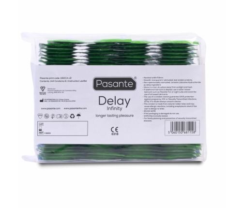 Pasante Delay 144 pcs - Transparent Lubricated Latex Barrier, 53mm Width