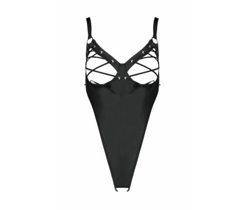 Passion Celine Bodysuit Black Adjustable Straps Imitation Leather