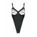 Passion Celine Bodysuit Black Adjustable Straps Imitation Leather