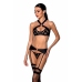 Passion Hima Intimate Lingerie Set Black - Bra, Thong & Suspender Belt