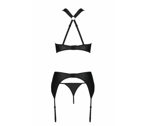Passion Hima Intimate Lingerie Set Black - Bra, Thong & Suspender Belt
