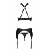 Passion Hima Intimate Lingerie Set Black - Bra, Thong & Suspender Belt