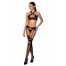 Passion Hima Intimate Lingerie Set Black - Bra, Thong & Suspender Belt