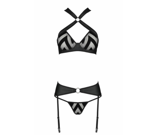 Passion Hima Exclusive Black Lingerie Set - Bra, Thong & Garter Belt