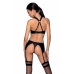 Me Seduce Hima Lingerie Set Black - Bra, Thong & Suspender Belt