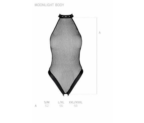 Passion Moonlight Bodysuit Black - Lace Mesh, Open Crotch, S-XXXL