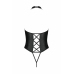 Passion Nancy Bodysuit Black Wetlook with Strap Design, One Size