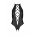 Passion Nancy Bodysuit Black Wetlook with Strap Design, One Size