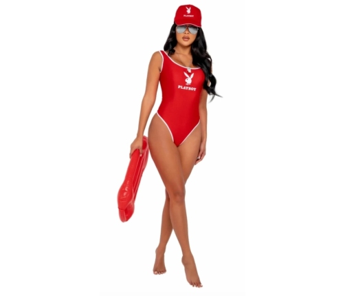 Playboy Lingerie Beach Patrol Costume Set with Cap and Whistle, Black