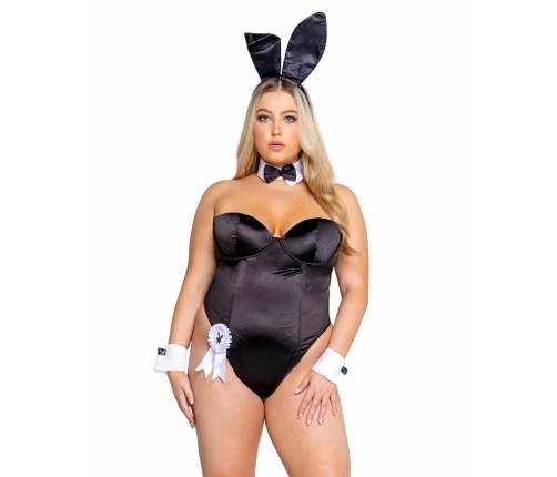 Playboy Classic Bunny Costume Set Black - Deluxe Corset & Accessories L