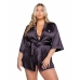 Playboy Lingerie Sparkling Bunny Kimono Robe - Shimmering Black, One Size