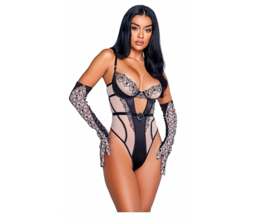 Playboy Bunny Kiss Body - Heart Embroidery & Satin, Black, S-M