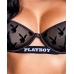 Playboy Lingerie Bunny Noir 2-Piece Mesh Set, Black, Underwired Bra L