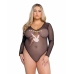 Playboy Lingerie Cover Girl Teddy October - Sheer Bodysuit, Black