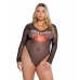 Playboy Lingerie Cover Girl Teddy November - Sheer Mesh Bodysuit Black