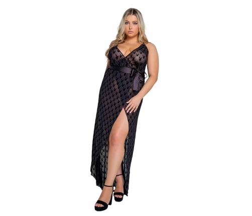 Playboy Lingerie Bunny Noir Slip Dress with Satin Bow Accent, Black