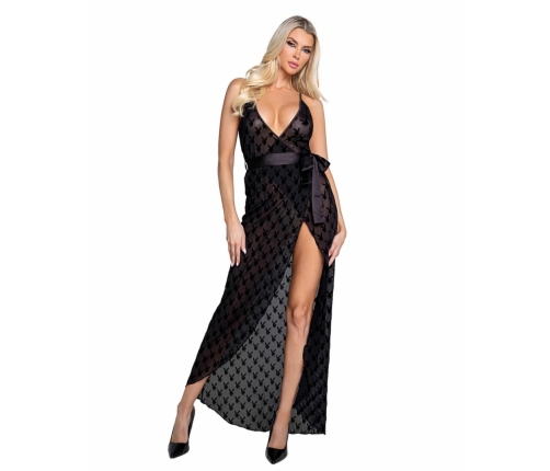 Playboy Lingerie Bunny Noir Slip Dress - Elegant Sheer Black with Satin Bow