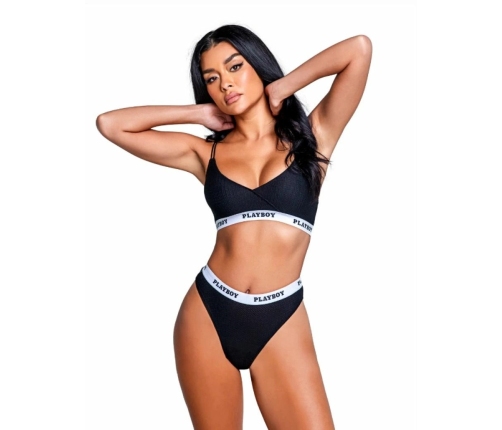 Playboy Lifestyle 2-Piece Lingerie Set Black - Signature Logo Design