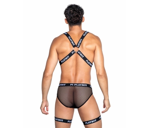 Playboy Lingerie Dark Room Adjustable Harness for Men with Metal Accents