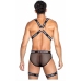 Playboy Lingerie Men’s Dark Room Suspender Set - Fishnet & Logo Design