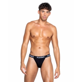 Playboy Lingerie Men’s Modal Gym Thong Black - Breathable Comfort Fit L
