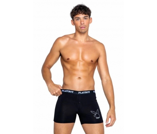 Playboy Lingerie Men’s Tuxedo Boxer Black Modal Classic Fit L