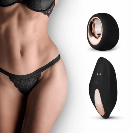 PantyRebel Vibrating Thong with Remote Control & 12 Modes - Black, S/M