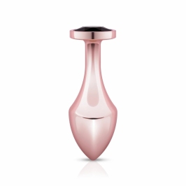 Rosy Gold Nouveau Geometric Anal Plug with Black Crystal Accent