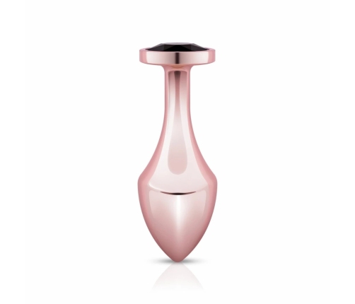 Rosy Gold Nouveau Geometric Anal Plug with Black Crystal Accent