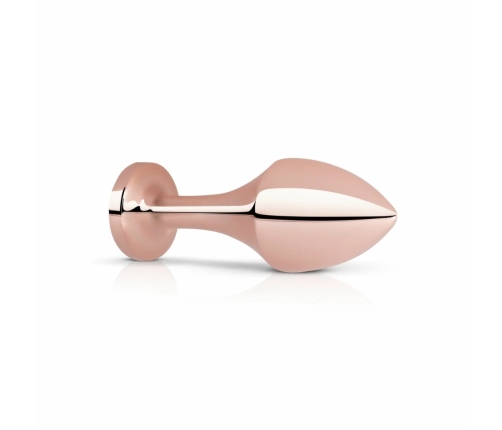 Rosy Gold Nouveau Geometric Anal Plug with Black Crystal Accent
