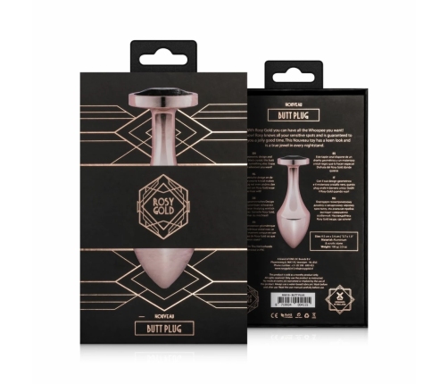 Rosy Gold Nouveau Geometric Anal Plug with Black Crystal Accent